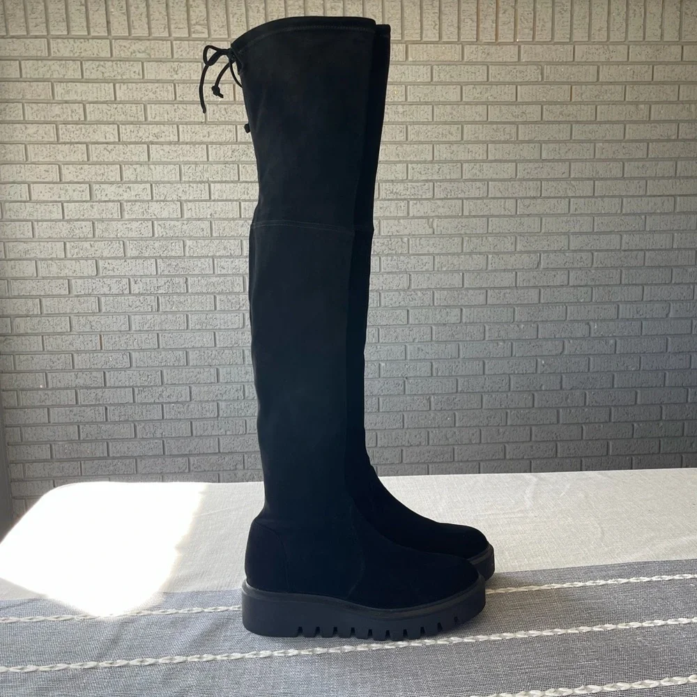 Stuart Weitzman Boots Chalet City Lug Sole Over The Knee Boots Size 9 Black